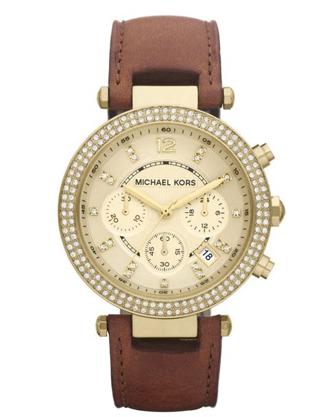 michael kors ladies watch brown leather strap|michael kors interchangeable watch band.